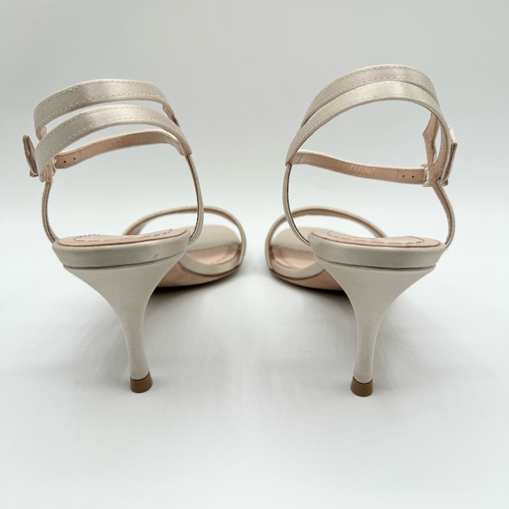 NEW Christian Dior White & Gold Dway Logo Embroidered Heels Sandals Shoes - Picture 5 of 11